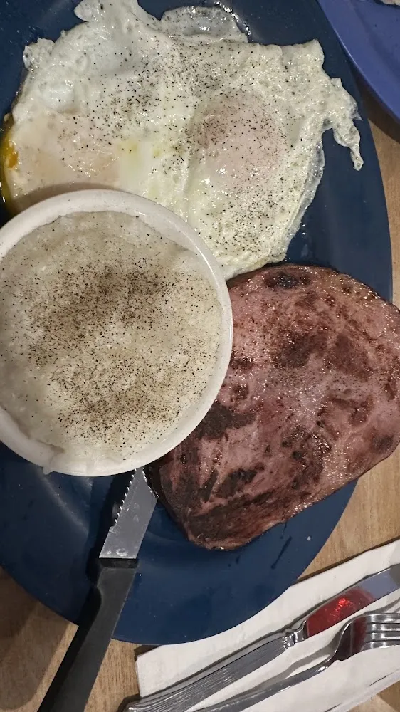 Ham Steak and Eggs Any Style